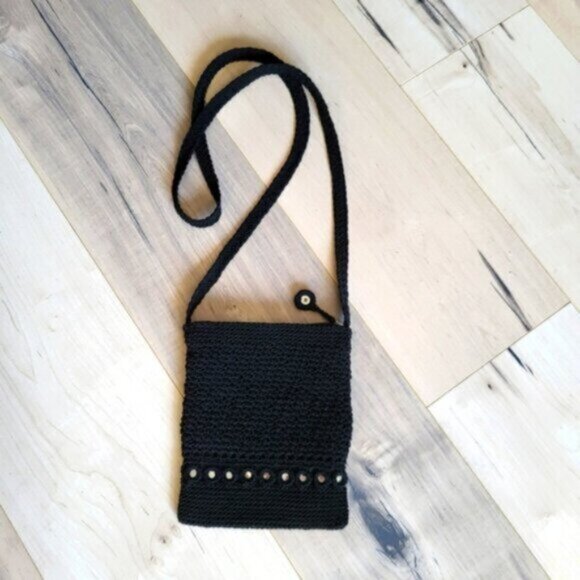 Black Crocheted Crossbody Purse - Picture 4 of 4